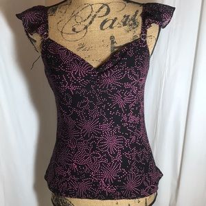 Kenneth Cole Black Pink Silk Tank Top Embellished